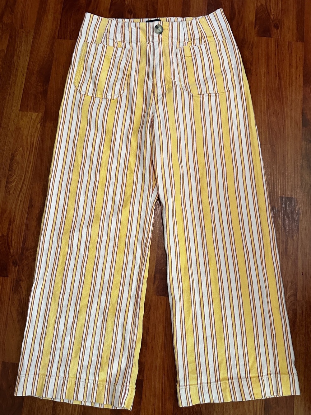 Anthropologie Maeve The Colette Striped Pants in Yellow and Pink size 29 - Picture 2 of 11